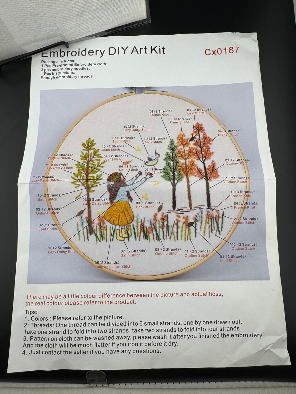 Little Girl with Bird - New Embroidery Kit, Cx0187